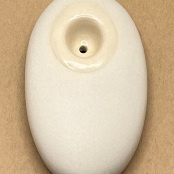 Ceramic Oval Palm Stone Hand Pipe | Matte Porcelain in Sky Blue and Sand White
