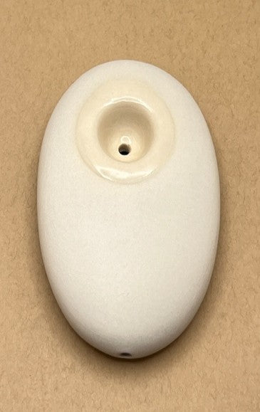 Ceramic Oval Palm Stone Hand Pipe | Matte Porcelain in Sky Blue and Sand White