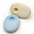 Ceramic Oval Palm Stone Hand Pipe | Matte Porcelain in Sky Blue and Sand White
