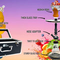 TANYA Basha Kit All In One Hookah Single Hose Travel Size Combo Kit Shisha Hookah Set W/Foil Bowl Disposable Tips Tongs & Tanya Herbal Flavors 16" Tall