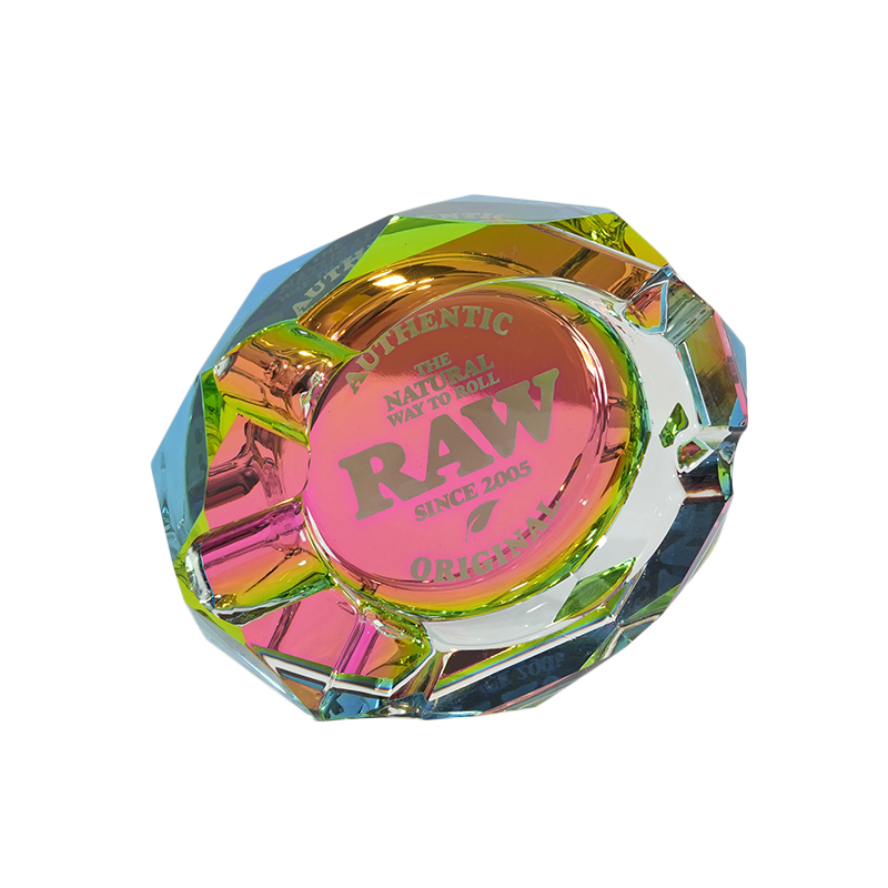 RAW PRISM GLASS ASHTRAY V2 (RAINBOW)