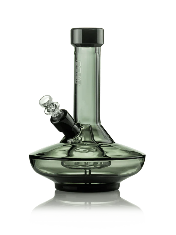 Small Wide Base Water Pipe in Smoke with Black Accents