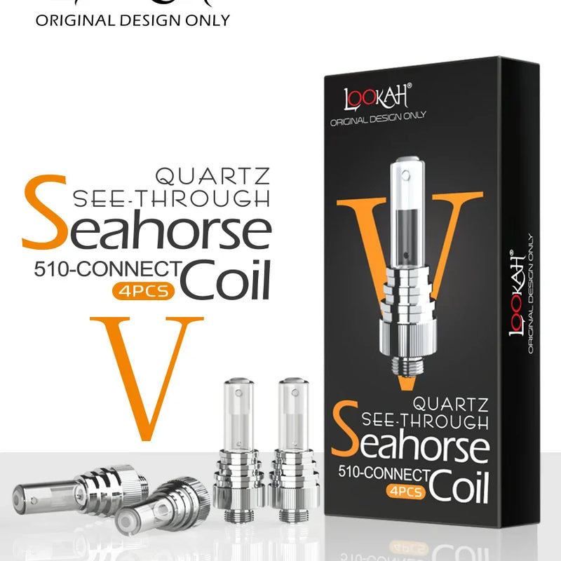 4PCS Seahorse Coil V Replacement - See-Through Quartz Tube